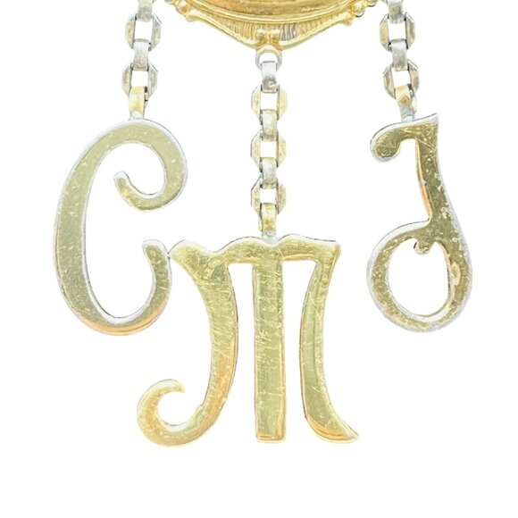 Coro Gold Tone Floral Brooch With CMJ Initials & Enamel Rose Design (5644) - Picture 3 of 6